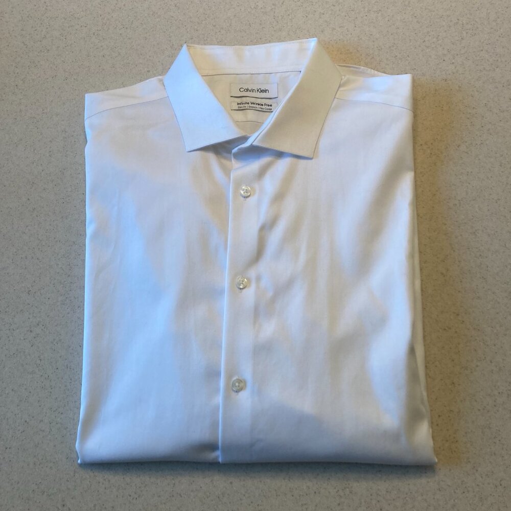 Calvin Klein White Dress Shirt Men's Size 17.5/34-35 XL